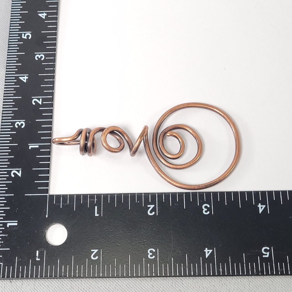 Copper Swirl Pendant Unisex Copper Artisan Wire Wrapped Spiral Statement - Picture 4 of 5